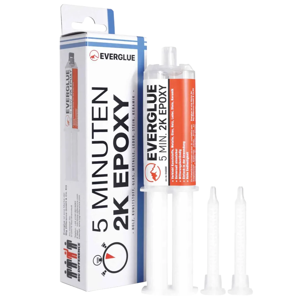 everglue : résine époxy à prise rapide (5 minutes), 25 g, double seringue, rapport de mélange 1:1